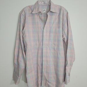 PETER MILLAR Nanoluxe Easy Care Shirt Men's M White Multicolor Checks Cotton